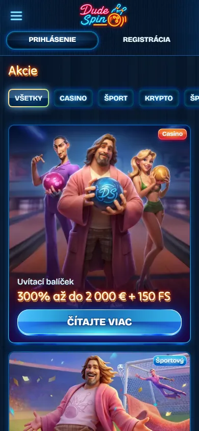 Dudespin Casino promotions screen on a mobile device